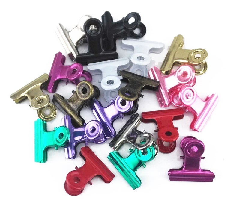 yueton 20pcs Mixed Color Metal Bulldog Clips, Utility Paper Clips, Hinge Clips for Home, Office Use - Image 1